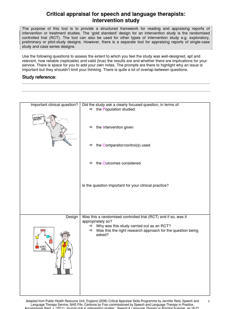 Critical Appraisal For Speech and Language Therapists: Intervention ...