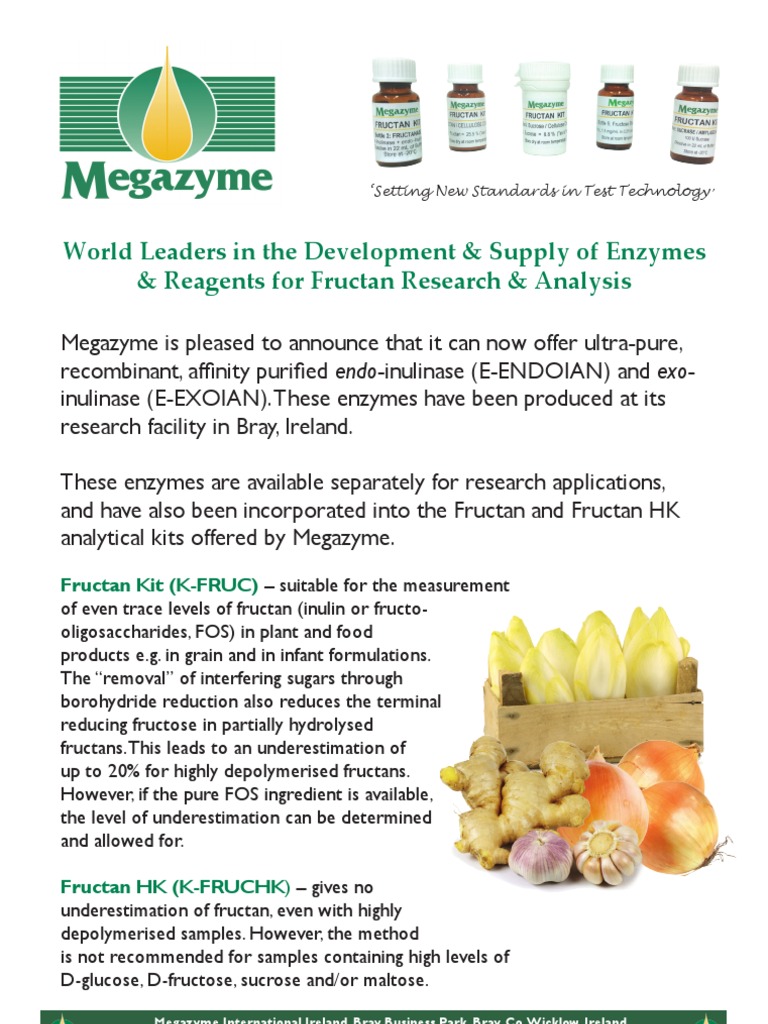 Megazyme Fructan Flyer 2013 Fructose Enzyme