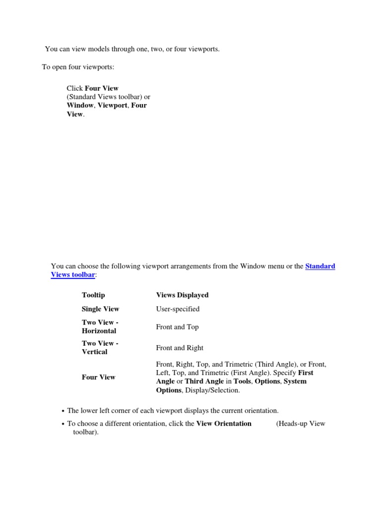 Window, Viewport, Four View.: Standard Views Toolbar | PDF | Technology ...