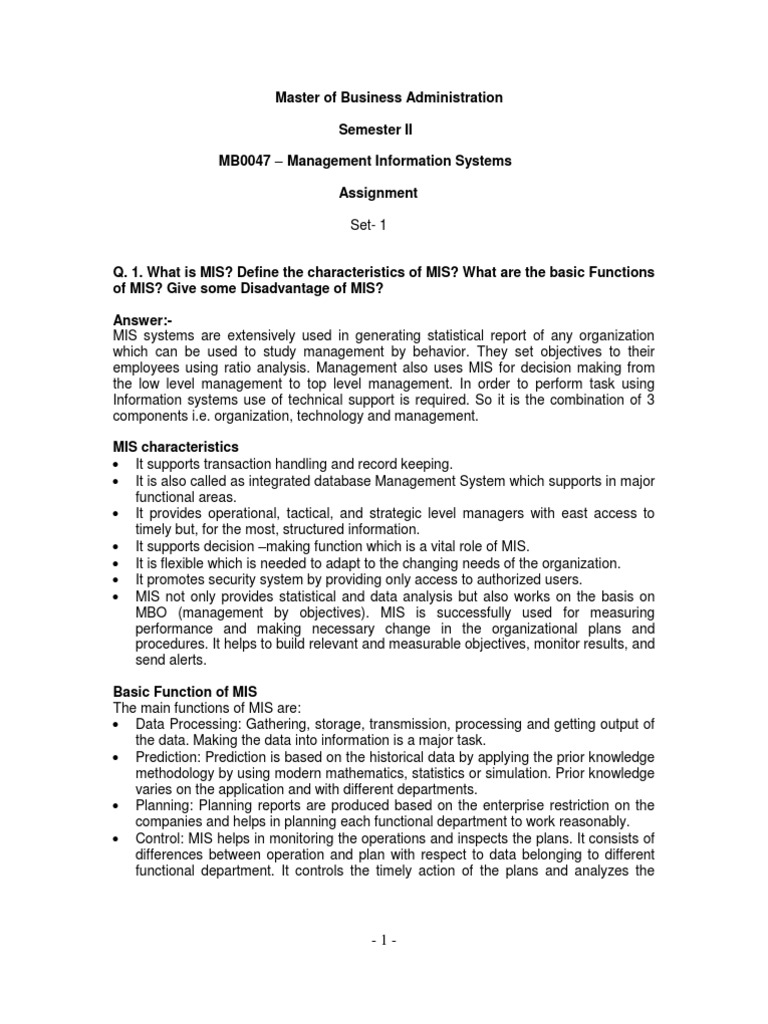 Master of Business Administration Semester II MB0047 Assignment | PDF ...