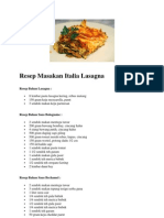 Resep Masakan Italia Lasagna