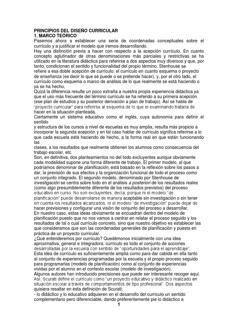 Principios Del Diseño Curricular | PDF | Plan de estudios | Toma de ...