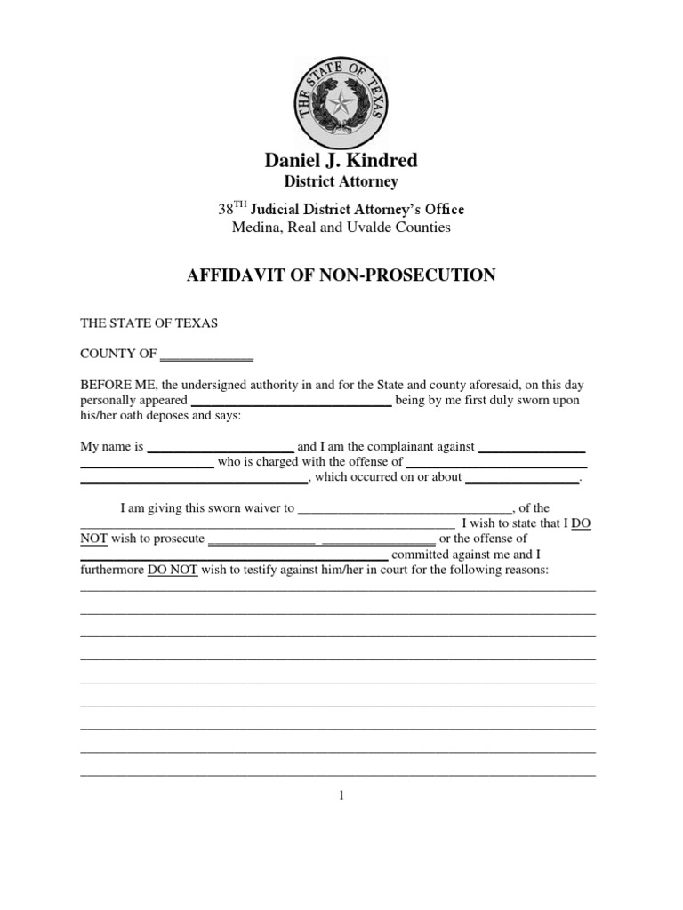 Affidavit of Nonprosecution | PDF