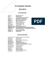 USC Academic Calendar 2013