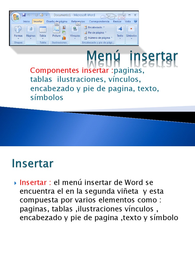 Funciones del Menú Insertar en Word | PDF