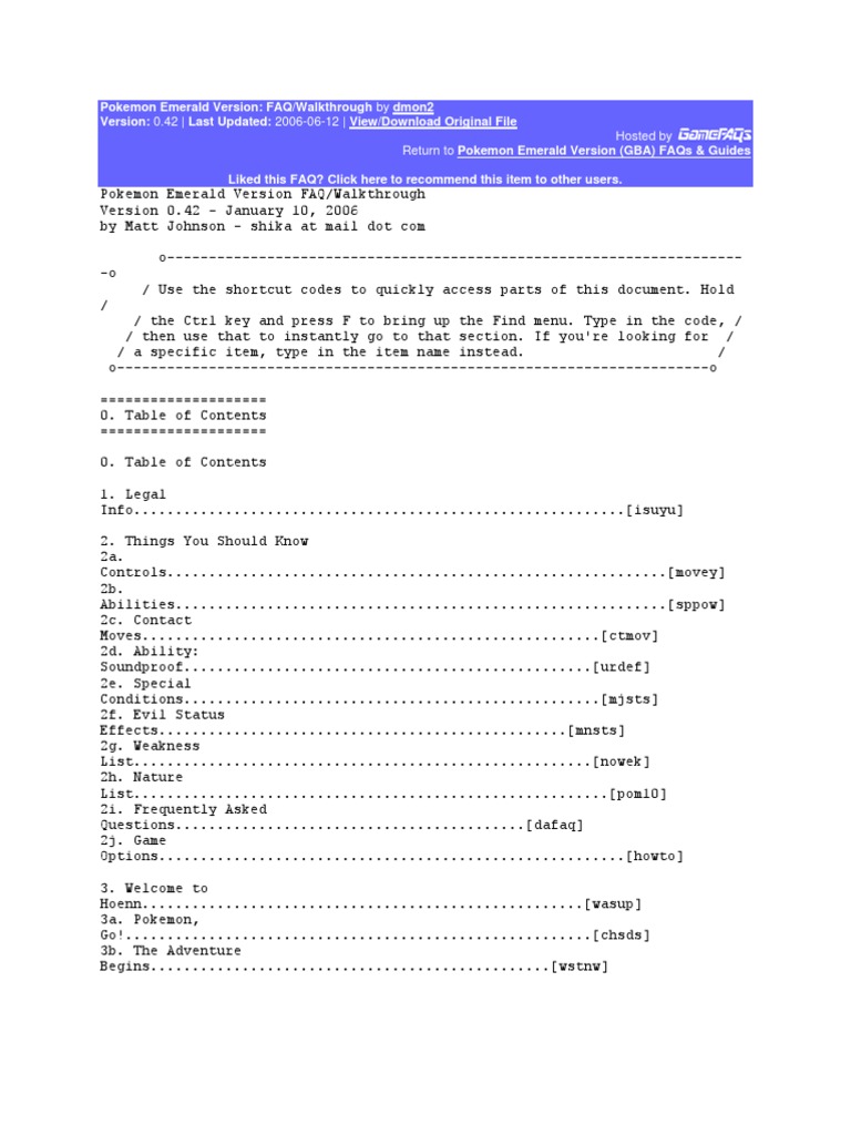 Pokemon Emerald Version Walkthrough PDF Strategy Guide Fictional Life Forms