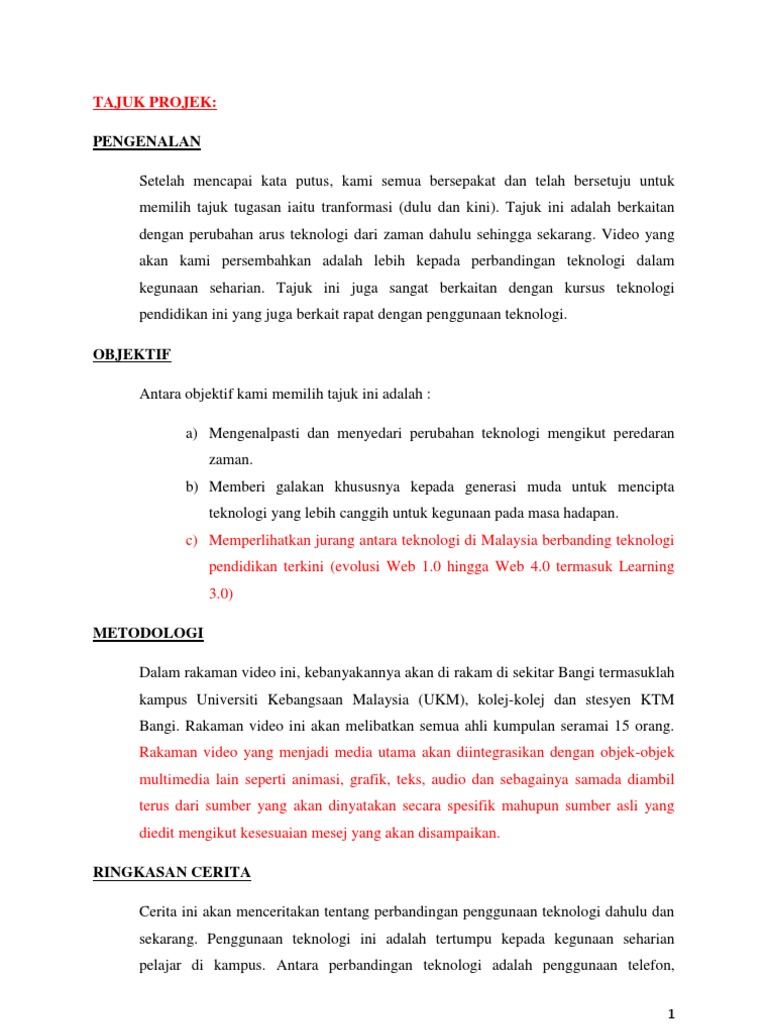 Contoh Laporan Perancangan Awal Projek Video Production