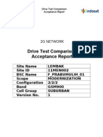 Drive Test Comparison Acceptance Report: 2G Network
