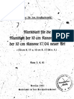 H.Dv.481-20 Merkblatt für die Munition der 10 cm Kanone 17 und der 10 cm Kanone17-04 neuer Art - 05.04.1941