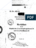 H.Dv.481-55 Merkblatt für die Munition der 7,5 cm Kampfwagenkanone 42 und 7,5 cm Sturmkanone 42 - 28.01.1943