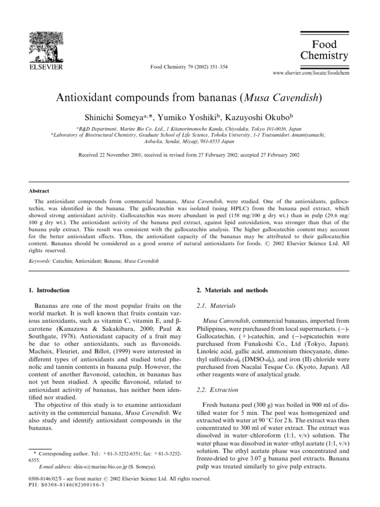 Antioxidant Properties of Banana Peel | PDF | Banana | High Performance ...