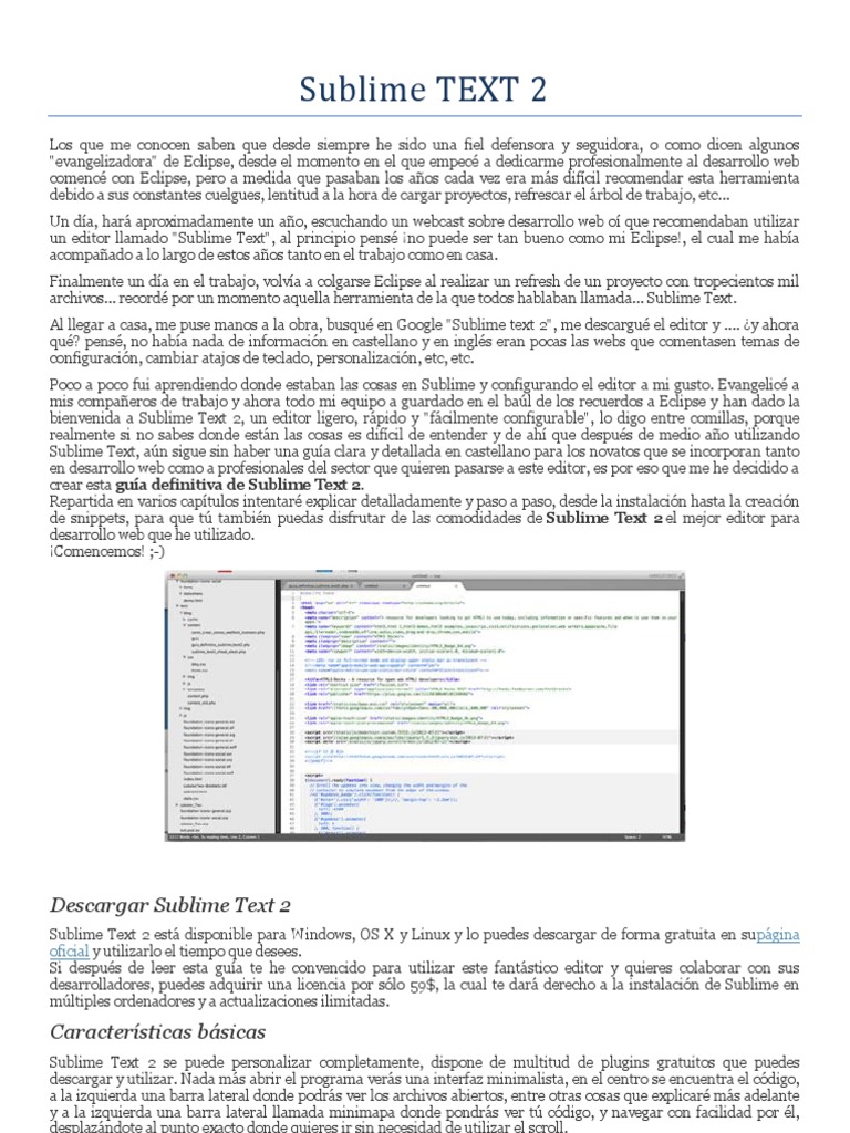 Guía Completa de Sublime Text 2 | PDF | Archivo de computadora | Comillas