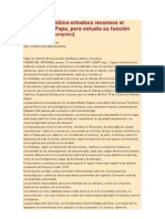 Comisión católico-ortodoxa reconoce el primado del Papa, pero estudia su función