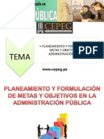 I. Planeamiento y Formulacion de Metas y Objetivos en La AP.