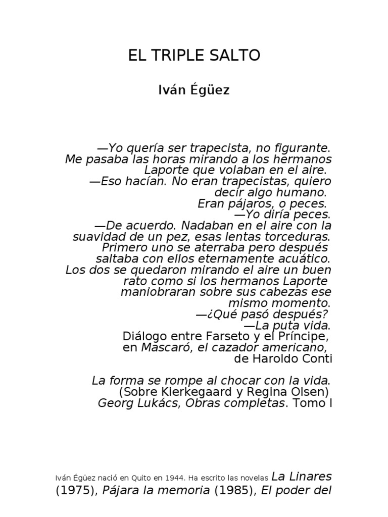 El Triple Salto Ivan Eguez Ecuador Amor