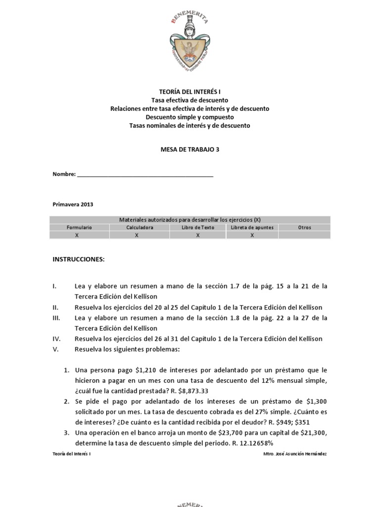 Tasa de Interés y Descuento: Ejercicios y Cálculos | PDF | Interés ...