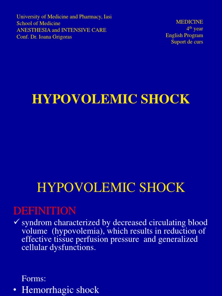 4 Hypovolemic Shock Shock (Circulatory) Intravenous Therapy