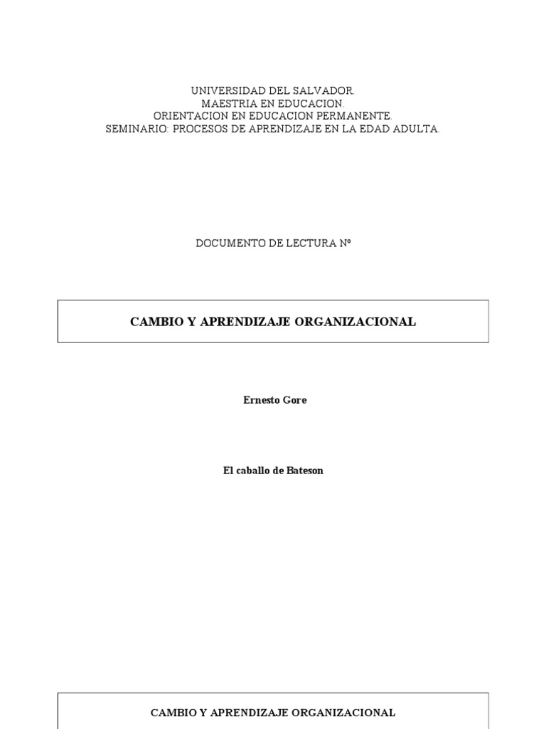 Cambio y Aprendizaje Organizacional | PDF | Planificación | Toma de ...