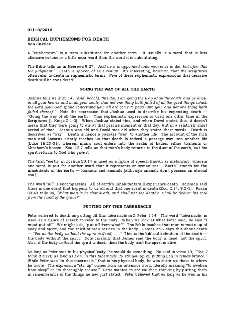 Biblical Euphemisms for Death | PDF | Paul The Apostle | Soul