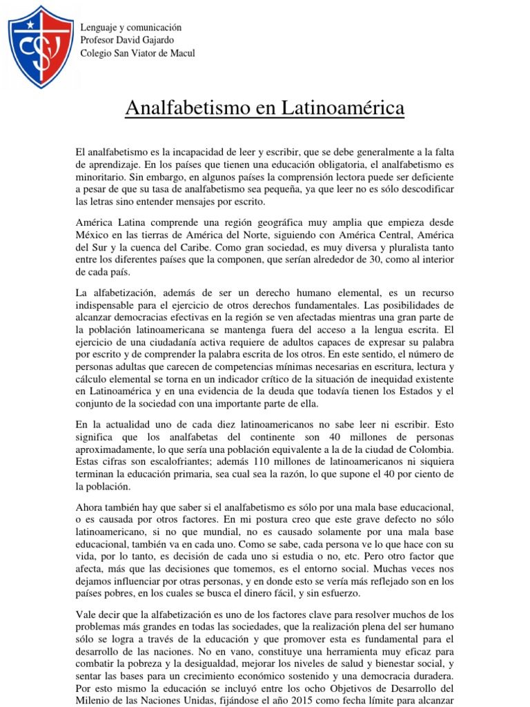 Muzica America Latina Analfabetismo