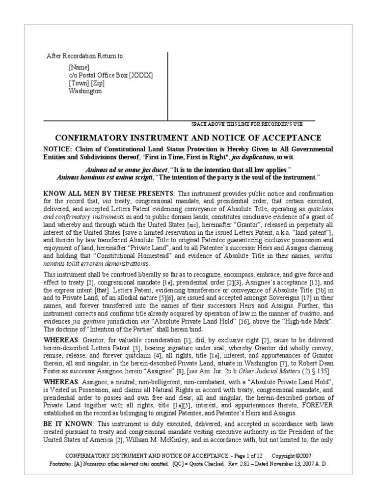 Confirmatory Land Title Notice | PDF | Estoppel | Deed