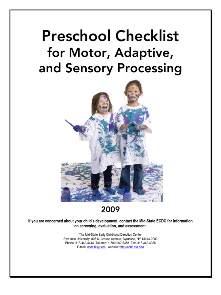 Preschool Motor and Sensory Checklist | PDF | Perception ...