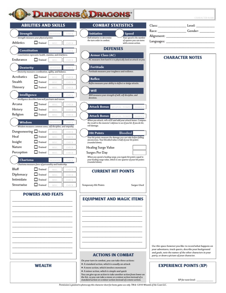 D&D Character Record Sheet | PDF