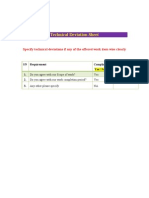 Technical Deviation Sheet