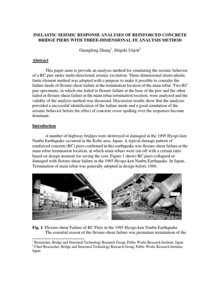 Inelastic Seismic Response Analyses of Reinforced Concrete Bridge Piers ...