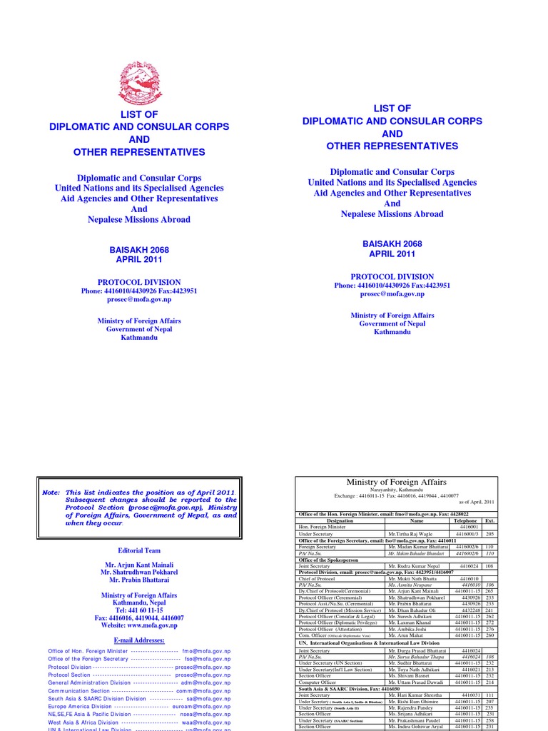 Diplomatic List 2011 | PDF