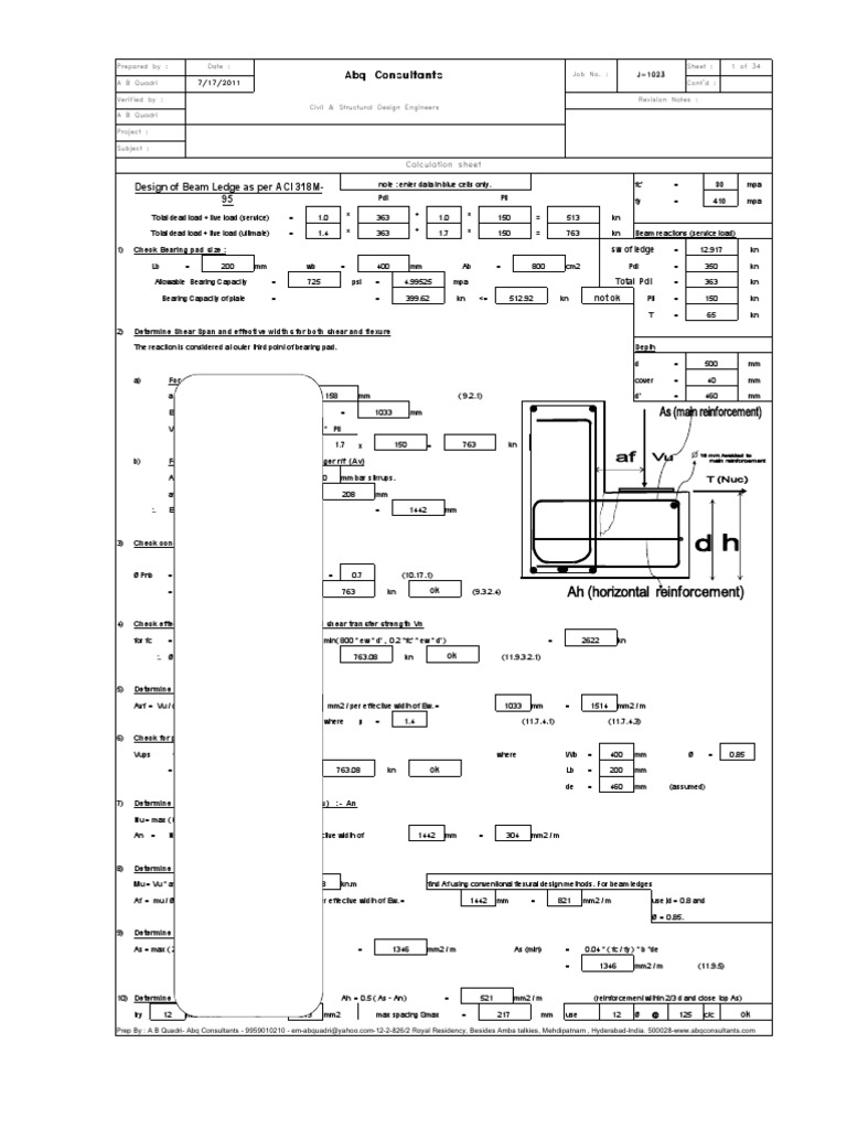 Beam Ledge Design | PDF | Bending | Mechanics
