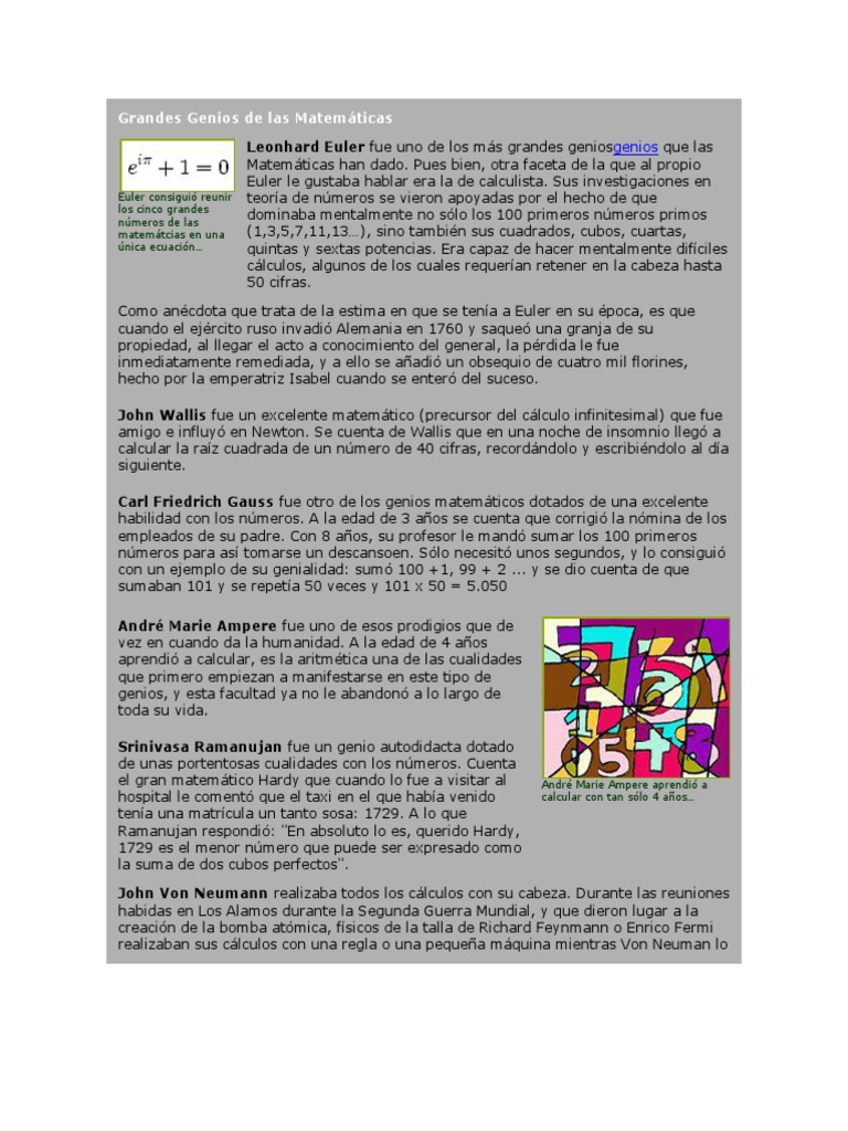 Genios Matemáticos a lo Largo de la Historia | PDF | Android (sistema ...