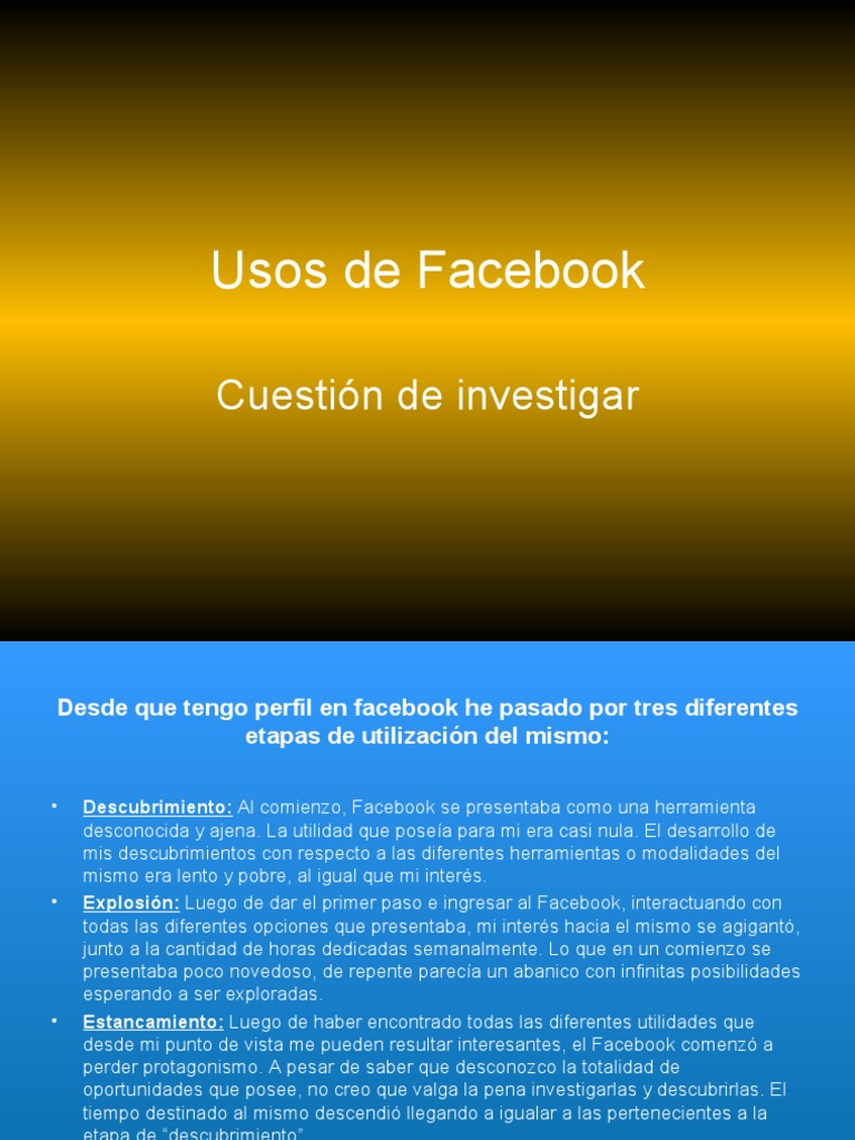 Usos de Facebook 1 | PDF | Facebook | Servicio de redes sociales
