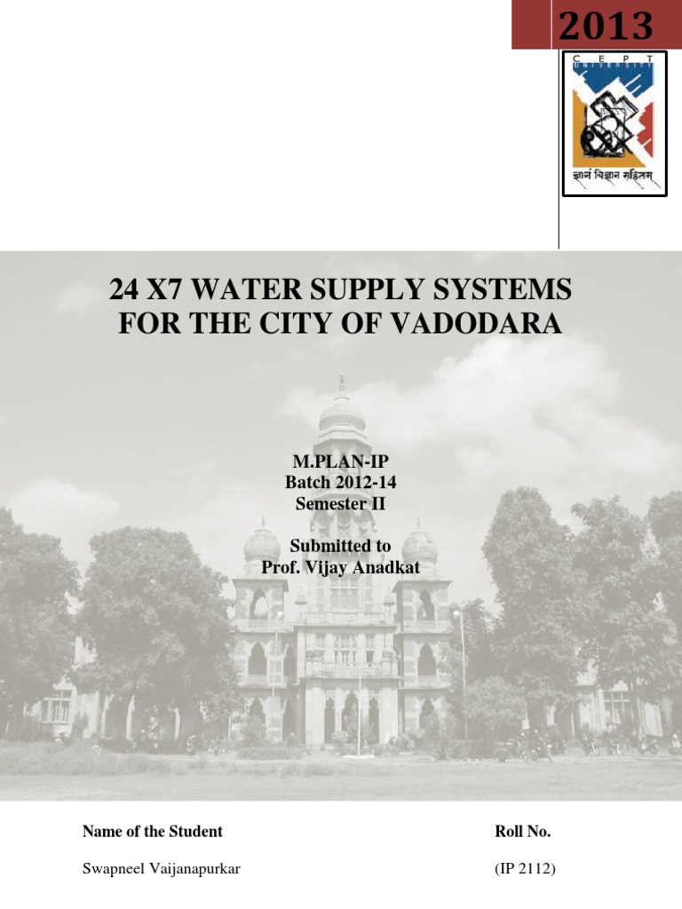 24x7 Water Supply System - Vijay Sir (Final) | PDF | Water Supply ...