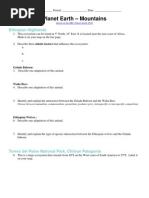 Planet Earth Mountains Worksheet PDF