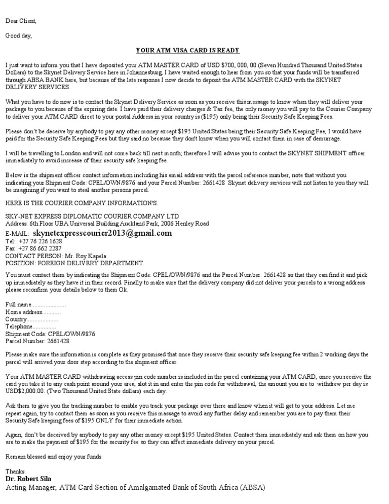 Your Atm Card is Ready Automated Teller Machine Fee