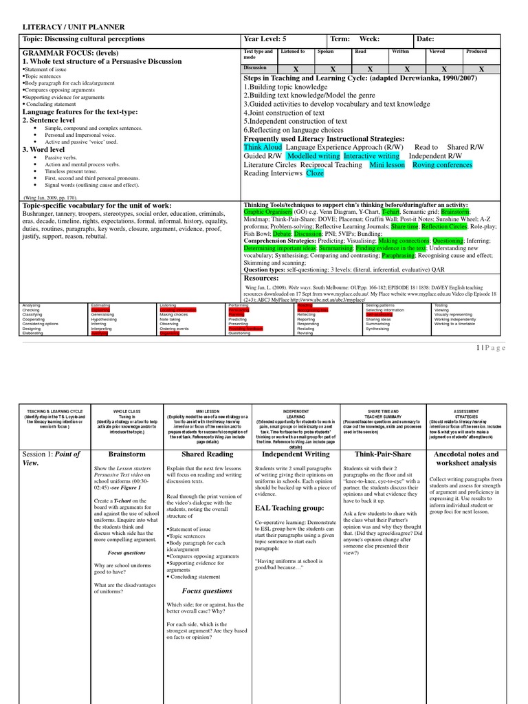 Assessment 3 Lesson Plans Pdf Argument Communication
