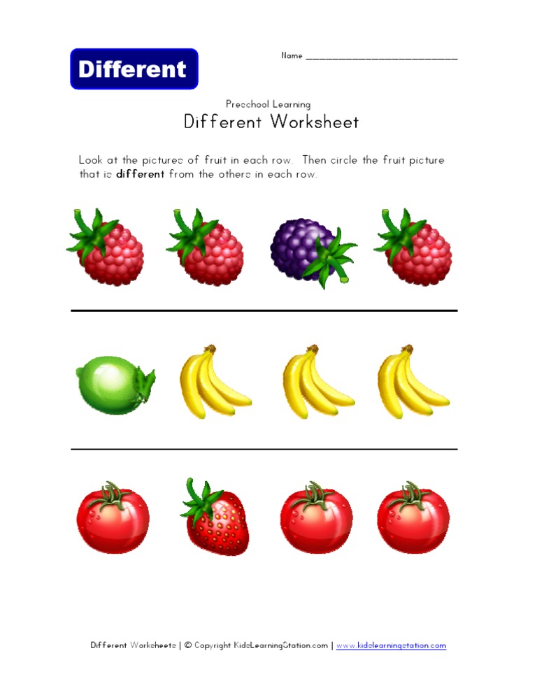 Different: Different Different Different Different Worksheet Worksheet ...