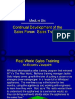 Continual Development of The Sales Force: Sales Training: Module Six