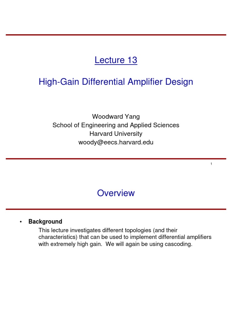 HighGain Differential Amplifier Design PDF Amplifier Operational