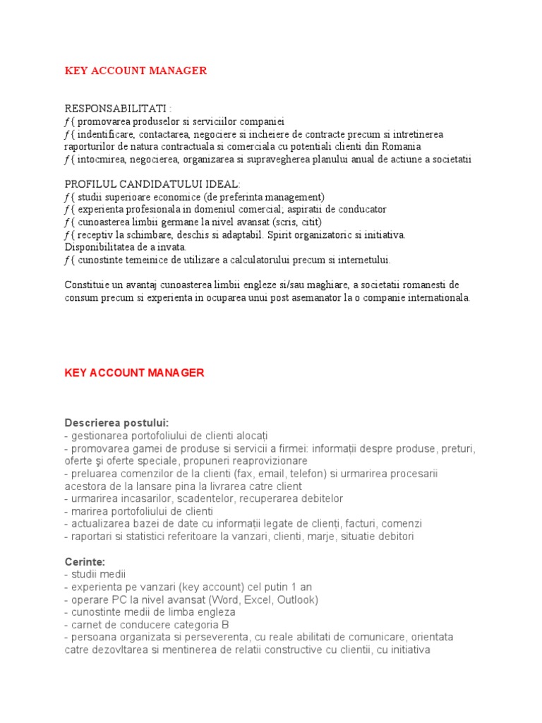Key Account Manager1 | PDF