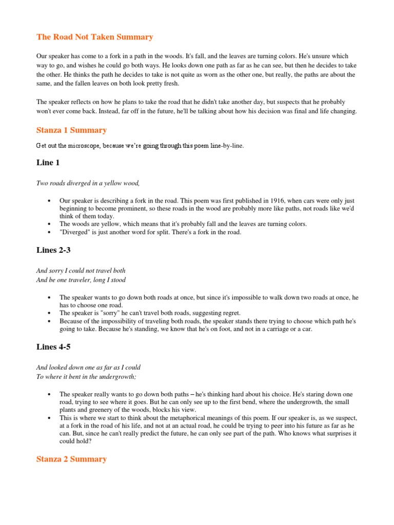 The Road Not Taken Summary | Metaphor | Poetry | Free 30-day Trial | Scribd