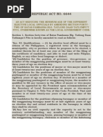 RA 6644- Reducing the Minimum Age of Elective Local Officials, Amending Sec. 42 of BP 337- LGC