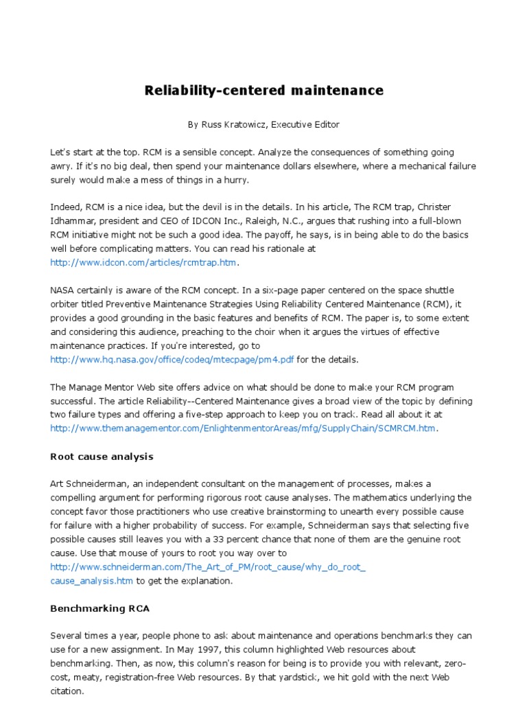 Understanding Reliability-Centered Maintenance | PDF | Reliability ...