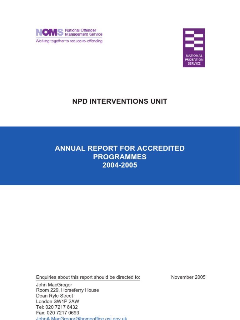 UK Home Office Accredited Programmes Annual Report PDF Impulsivity