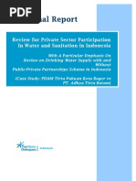 Download Review for Private Sector ParticipationIn Water and Sanitation in Indonesia With A Particular Emphasis OnReview on Drinking Water Supply with and Without Public-Private Partnerships Scheme in Indonesia Case Study PDAM Tirta Pakuan Kota Bogor vs PT Adhya Tirta Batam  by   Pustaka  Perumahan dan Kawasan Permukiman PIV PKP SN142781591 doc pdf