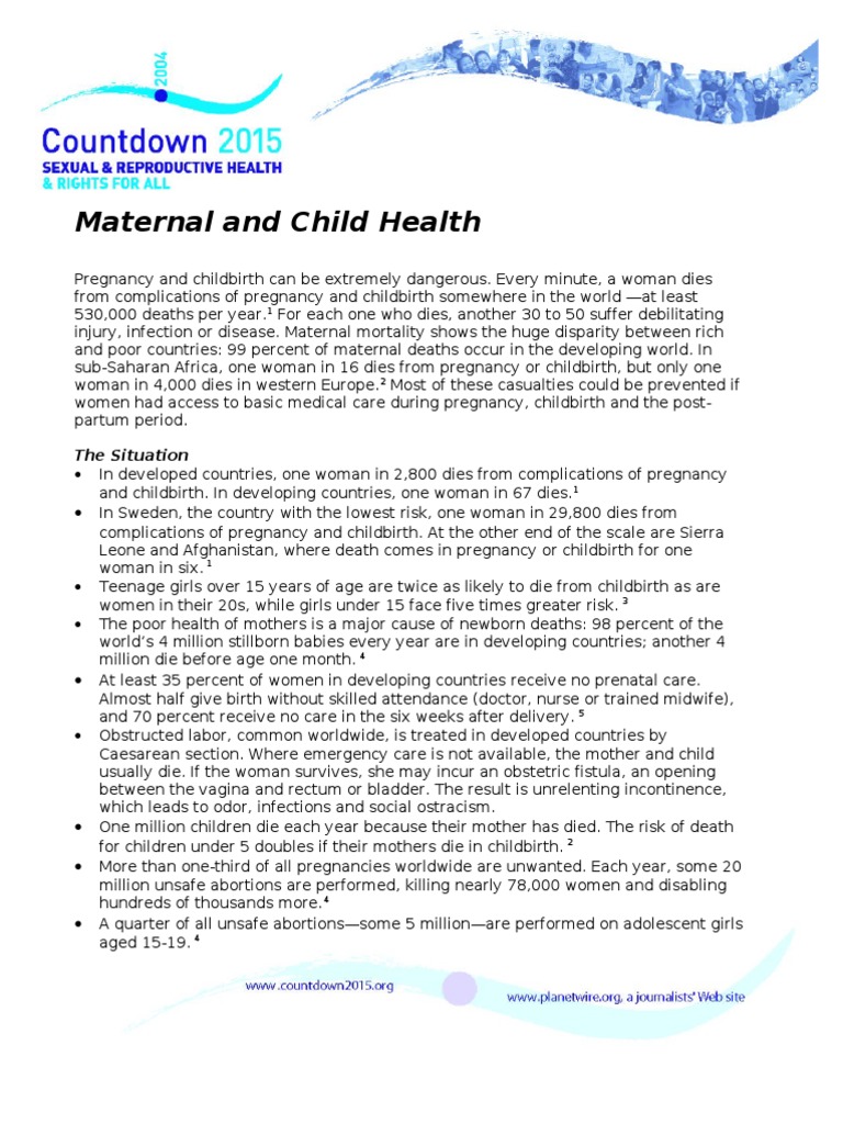 4813 Kit Mother Child Health Final | PDF | Maternal Death | Childbirth