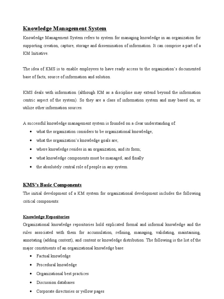 Essential Components of Knowledge Management | PDF | Knowledge ...