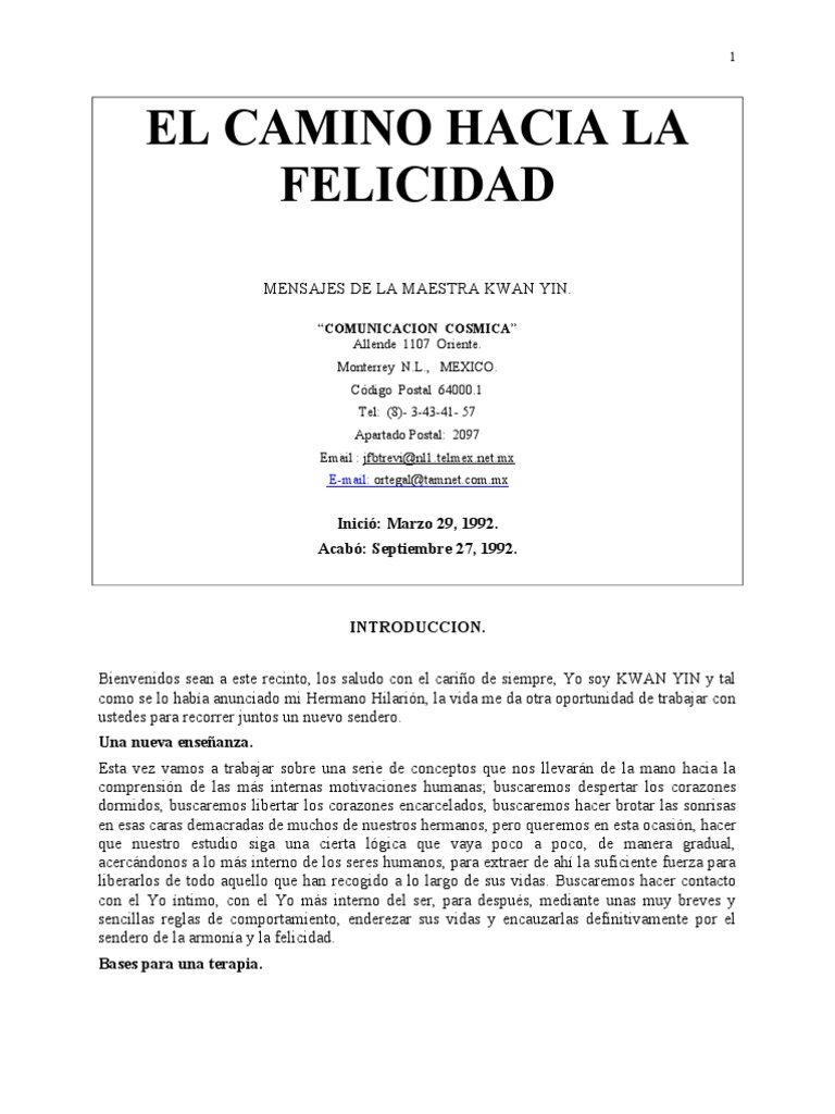 El Camino Hacia La Felicidad | PDF | Felicidad | Mente