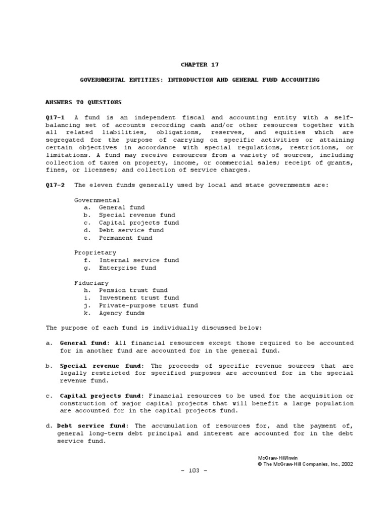 Chapter 17 Solution | PDF | Fund Accounting | Revenue